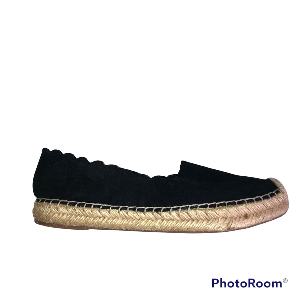CROWN VINTAGE Brea Black Suede Scalloped Edge Platform Espadrille EUC Sz 11